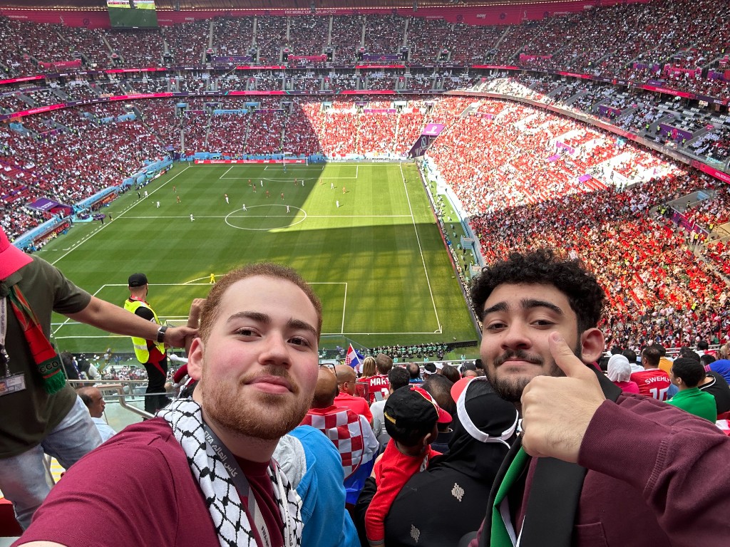 Munzer with his brother at the 2022 FIFA World Cup, Al Bayt Stadium, Doha