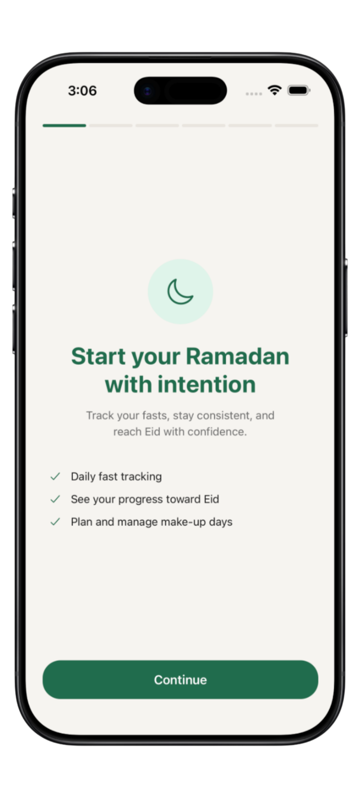Onboarding screen: Start your Ramadan with intention