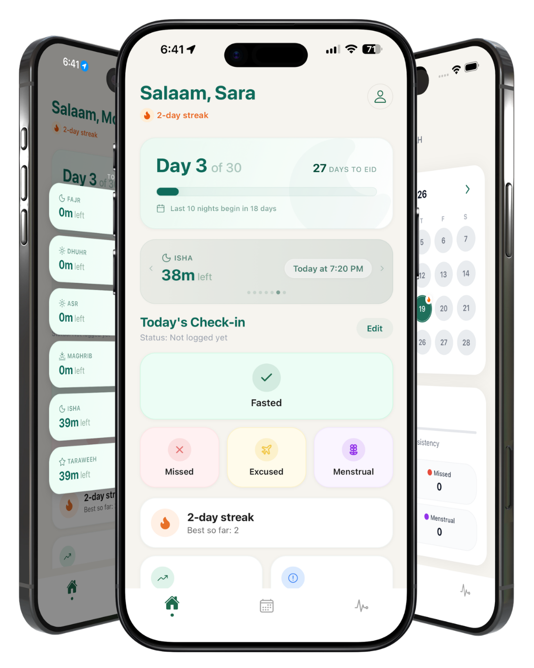 Thabit Ramadan Fasting Tracker three-device preview